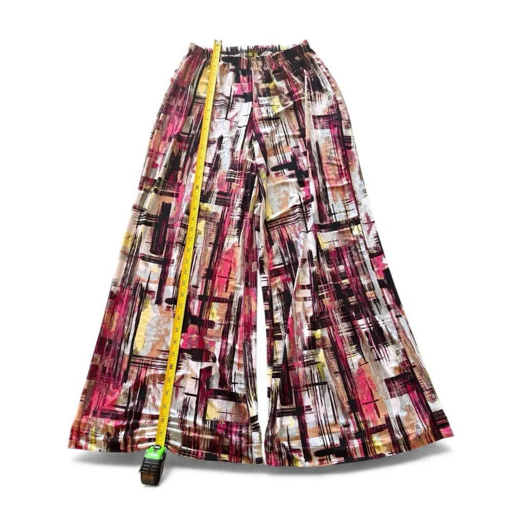 24/7 Comfort Apparel Abstract Print Wide Leg Pants – Multicolor Palazzo – Size L - Picture 3 of 7